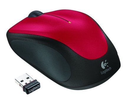 Logitech M235 | Ambidextrous Draadloze Muis | RF-Draadloos | 1000 DPI | Rood/Zwart