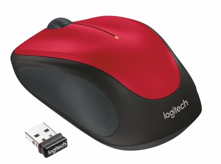 Logitech M235 | Ambidextrous Draadloze Muis | RF-Draadloos | 1000 DPI | Rood/Zwart