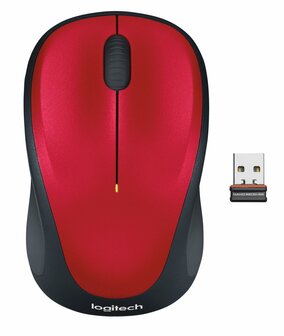 Logitech M235 | Ambidextrous Draadloze Muis | RF-Draadloos | 1000 DPI | Rood/Zwart