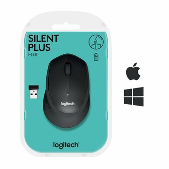 Logitech M330 Silent Plus | RF-Draadloos | 1000 DPI | Zwart