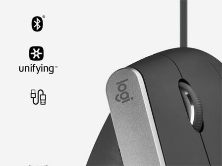 Logitech MX Vertical | Ergonomische Draadloze Muis | Rechtshandig | RF + Bluetooth | 4000 DPI | Zwart/Zilver