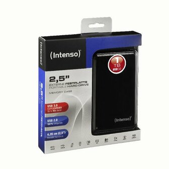 Intenso Memory Case 2.5&quot; USB 3.0, 1TB externe harde schijf 1024 GB Zwart