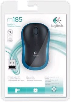 Logitech M185 | Ambidextrous Draadloze Muis | RF-Draadloos | 1000 DPI | Zwart/Blauw