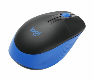 Logitech M190 | Ambidextrous Draadloze Muis | RF-Draadloos | 1000 DPI | Zwart/Blauw