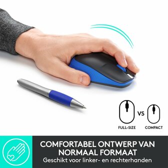 Logitech M190 | Ambidextrous Draadloze Muis | RF-Draadloos | 1000 DPI | Zwart/Blauw