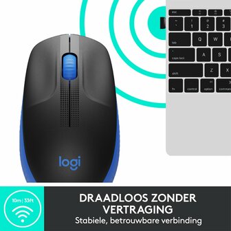 Logitech M190 | Ambidextrous Draadloze Muis | RF-Draadloos | 1000 DPI | Zwart/Blauw