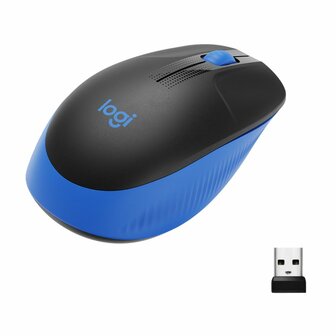 Logitech M190 | Ambidextrous Draadloze Muis | RF-Draadloos | 1000 DPI | Zwart/Blauw