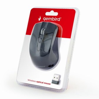 Gembird MUSW-4B-04 | Draadloze Muis | Links- en Rechtshandig | RF | 1600 DPI | Zwart