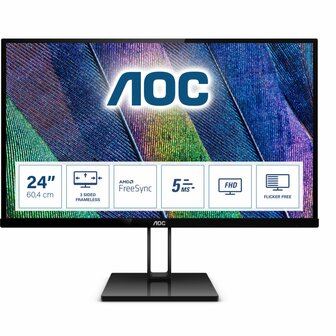 AOC V2 24V2Q computer monitor 60,5 cm (23.8&quot;) 1920 x 1080 Pixels Full HD LED Zwart