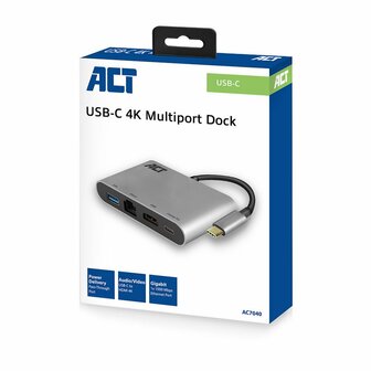 ACT AC7040 USB-C naar HDMI Multi port adapter met ethernet