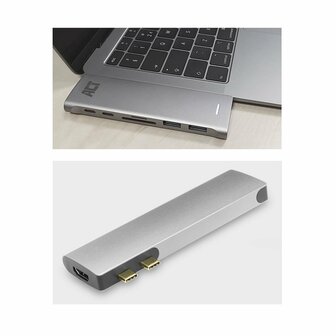 ACT AC7025 USB-C Thunderbolt&trade; 3 naar HDMI multiport adapter 4K, USB hub, cardreader en PD pass through