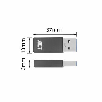 ACT AC7375 tussenstuk voor kabels USB Type-C USB Type-A Grijs