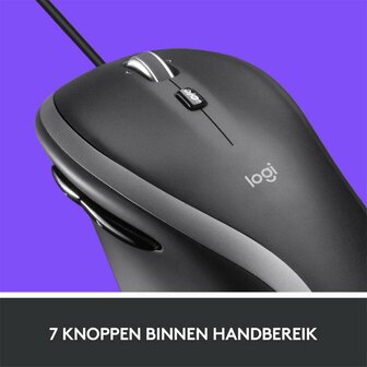 Logitech M500s Advanced | Bedrade Muis | Rechtshandig | USB-A | 4000 DPI | Zwart/Zilver