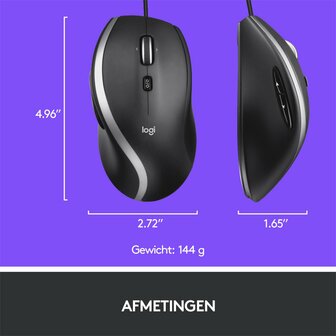 Logitech M500s Advanced | Bedrade Muis | Rechtshandig | USB-A | 4000 DPI | Zwart/Zilver