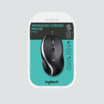 Logitech M500s Advanced | Bedrade Muis | Rechtshandig | USB-A | 4000 DPI | Zwart/Zilver
