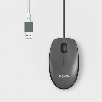 Logitech M100 | Ambidextrous Bedrade Muis | USB-A | 1000 DPI | Zwart