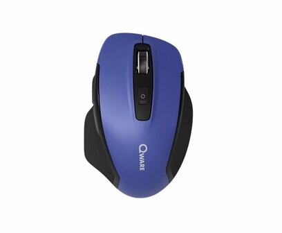 Qware Glasgow | Draadloze Muis | RF-Draadloos + Bluetooth | 1600 DPI | Blauw/Zwart