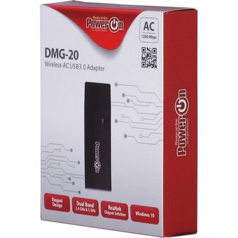 Inter-Tech DMG-20 | Wi-Fi 5 USB Adapter | 867 Mbps | Dual-band (2,4 GHz / 5 GHz) | USB 3.0 | Zwart