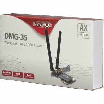 Inter-Tech DMG-35 | Wi-Fi 6 &amp; Bluetooth 5.0 PCIe Adapter | 3000 Mbps | Dual-band (2,4 GHz / 5 GHz) | Intel AX200 Chipset | PCIe x1