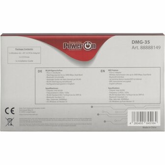 Inter-Tech DMG-35 | Wi-Fi 6 &amp; Bluetooth 5.0 PCIe Adapter | 3000 Mbps | Dual-band (2,4 GHz / 5 GHz) | Intel AX200 Chipset | PCIe x1