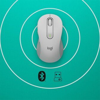 Logitech Signature M650 | Draadloze Muis | Rechtshandig | RF + Bluetooth | 2000 DPI | Wit