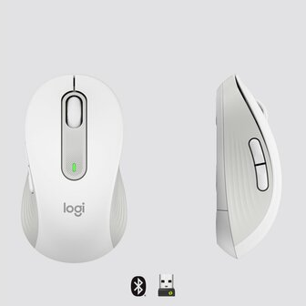Logitech Signature M650 | Draadloze Muis | Rechtshandig | RF + Bluetooth | 2000 DPI | Wit