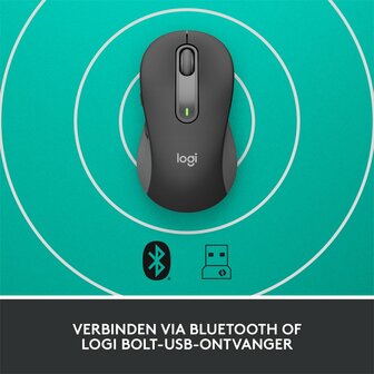 Logitech Signature M650 | Draadloze Muis | RF-Draadloos + Bluetooth | 1000 DPI | Grafiet