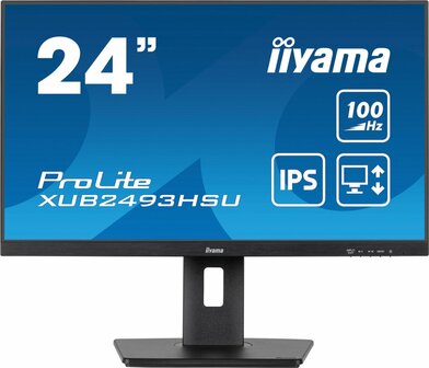 Iiyama ProLite XUB2493HSU-B6 24&#039;&#039; | 1920x1080 IPS | 100Hz | AdaptiveSync | USB-Hub | In hoogte verstelbaar | Full HD Monitor