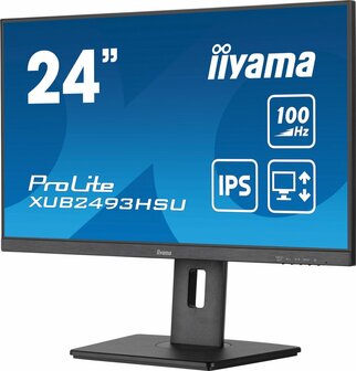 Iiyama ProLite XUB2493HSU-B6 24&#039;&#039; | 1920x1080 IPS | 100Hz | AdaptiveSync | USB-Hub | In hoogte verstelbaar | Full HD Monitor