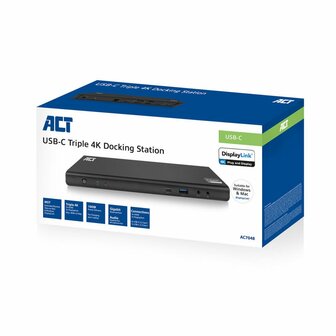 ACT AC7048 notebook dock &amp; poortreplicator Bedraad USB 3.2 Gen 1 (3.1 Gen 1) Type-C Zwart