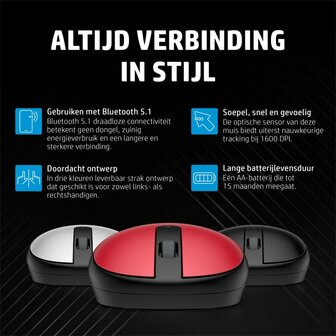HP 240 Draadloze BT Muis - Zwart