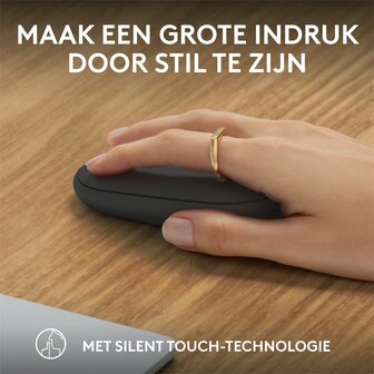 Logitech Pebble 2 M350s | Ambidextrous Draadloze Muis | RF-Draadloos + Bluetooth | 4000 DPI | Grafiet
