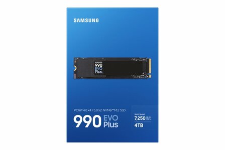 Samsung 990 EVO Plus | 4TB NVMe SSD | M.2 | Gen4 | 7.250MB/s Lezen | 6.300MB/s Schrijven