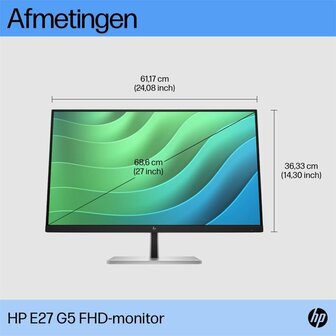 HP E27 G5 27&quot; | 1920x1080 Full HD IPS | 75Hz | 5ms | 99% sRGB | USB-Hub | Ergonomische Monitor | 2e Kans