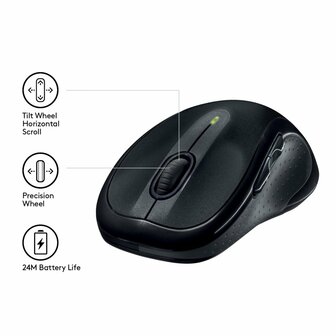 Logitech M510 | Ambidextrous Draadloze Muis | RF-Draadloos | 1000 DPI | Zwart | Returned