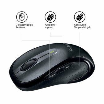 Logitech M510 | Ambidextrous Draadloze Muis | RF-Draadloos | 1000 DPI | Zwart | Returned