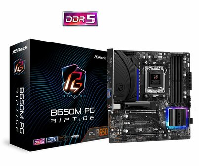 Asrock B650M PG Riptide | Socket AM5 | AMD B650 | 4xDDR5 | Micro-ATX | Moederbord | Renewed
