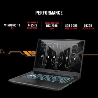 ASUS TUF Gaming A17 | 17.3&#039;&#039; IPS F-HD 144HZ | AMD Ryzen 5 7535HS | 16GB DDR5 | 512GB | RTX 2050 | W11 Professional