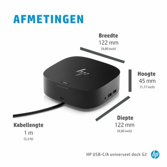 HP 26D32AA G5 | USB-C Docking Station | Dual 4K Display | 100W Power Delivery | Zwart