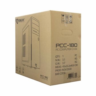 SBOX PCC-180 | Midi Tower Case | Zwart | Geen PSU