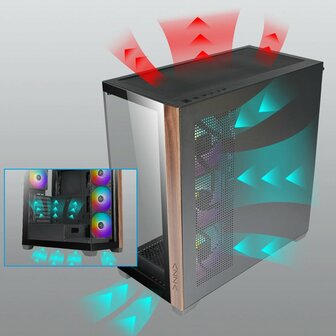 Case Azza Neptun 491 | Midi Tower | RGB | Zwart en Hout