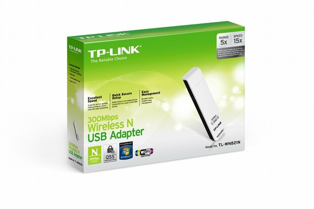 TP-Link TL-WN821N | Wi-Fi 4 USB Adapter | 300 Mbps | 2,4 GHz | USB 2.0 | Zwart