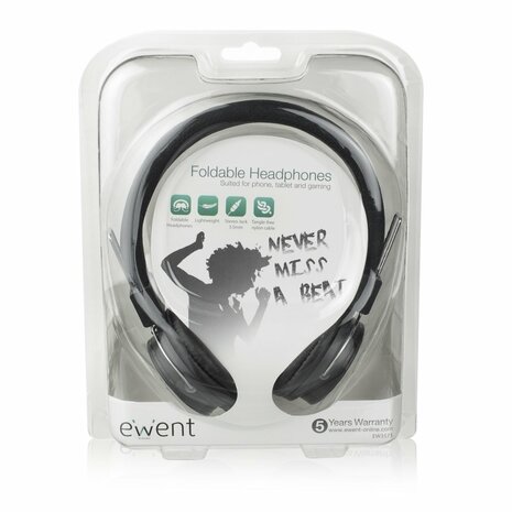 Ewent EW3573 headphones/headset Hoofdtelefoons Hoofdband Zwart