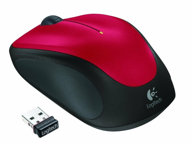Logitech M235 | Ambidextrous Draadloze Muis | RF-Draadloos | 1000 DPI | Rood/Zwart
