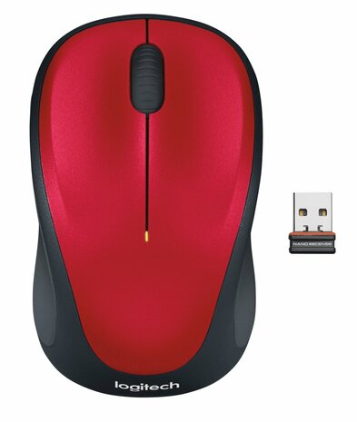 Logitech M235 | Ambidextrous Draadloze Muis | RF-Draadloos | 1000 DPI | Rood/Zwart