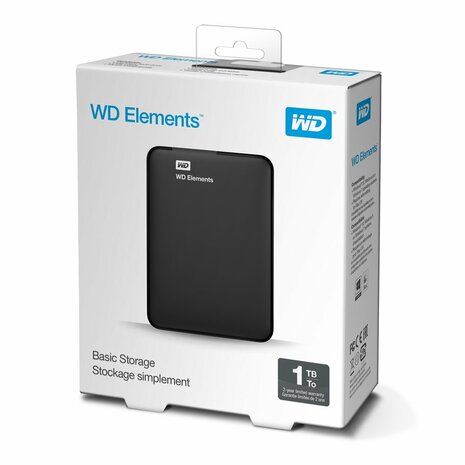 Western Digital WD Elements Portable 2.5 Inch externe HDD 1TB, Zwart