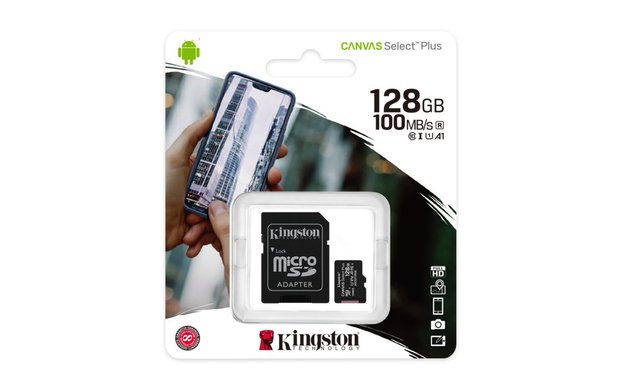 Kingston Technology Canvas Select Plus flashgeheugen 128 GB MicroSDXC Klasse 10 UHS-I