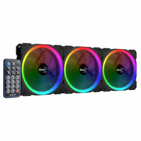 Aerocool Orbit RC ARGB 3 Pack | 120mm Case Fans met Remote Control