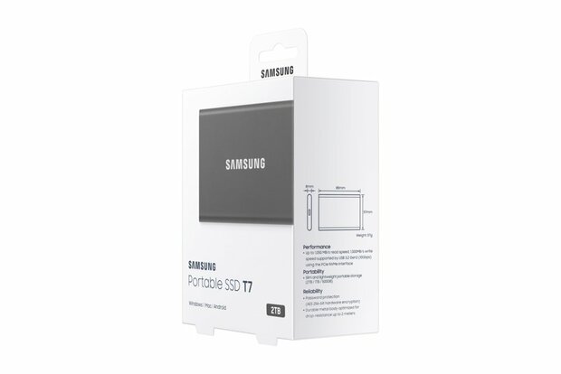 Samsung Portable SSD T7 2000 GB Grijs