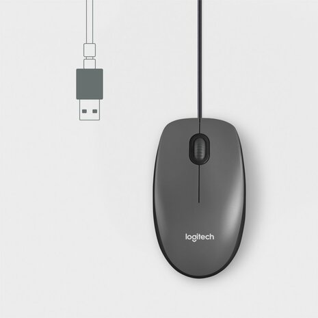 Logitech M100 | Ambidextrous Bedrade Muis | USB-A | 1000 DPI | Zwart